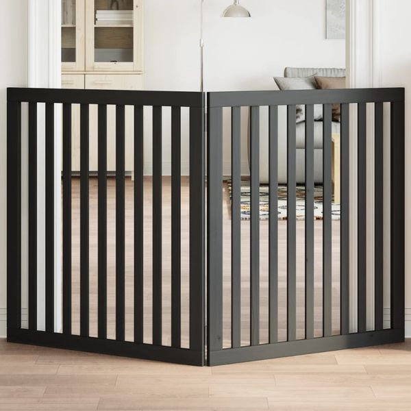 vidaXL Brána pre psa skladacia 2 panely čierna 160 cm topoľové drevo