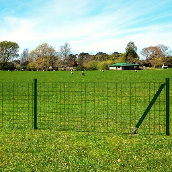 vidaXL Euro plot, oceľ 25x1,5 m, zelený