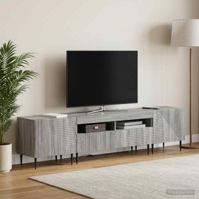 vidaXL 3-dielny LED TV stolík Sivý Sonoma Kompozitné drevo