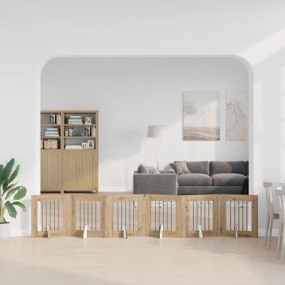 vidaXL Skladacia psia brána so stojanmi 6 ks Dub artisan 362 cm