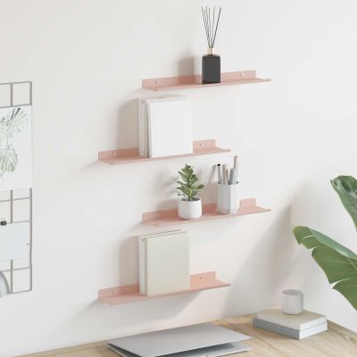 vidaXL Závesná polica Nástenný 4 pcs Ružová 40 x 8,5 x 2,5 cm Oceľ