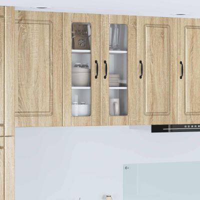 vidaXL Nástenný sklenený kabinet PORTO Sonoma dub 60 x 31 x 80 cm