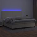 vidaXL Boxspring posteľ s matracom a LED krémová 200x200 cm umelá koža