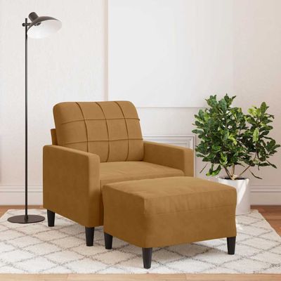 vidaXL Kreslo s podnožkou hnedé 60 cm zamat
