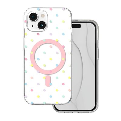 Puzdro Bubble Dots Mag pre iPhone 15 6,1" biele