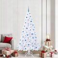 vidaXL Umelý vianočný stromček s 300 LED-i Biela 210 cm PVC a oceľ