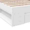 vidaXL Posteľný rám so zásuvkou biely 90x200 cm kompozitné drevo