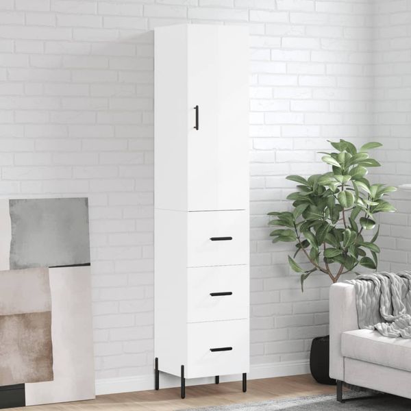vidaXL Vysoká skrinka biela 34,5x34x180 cm spracované drevo