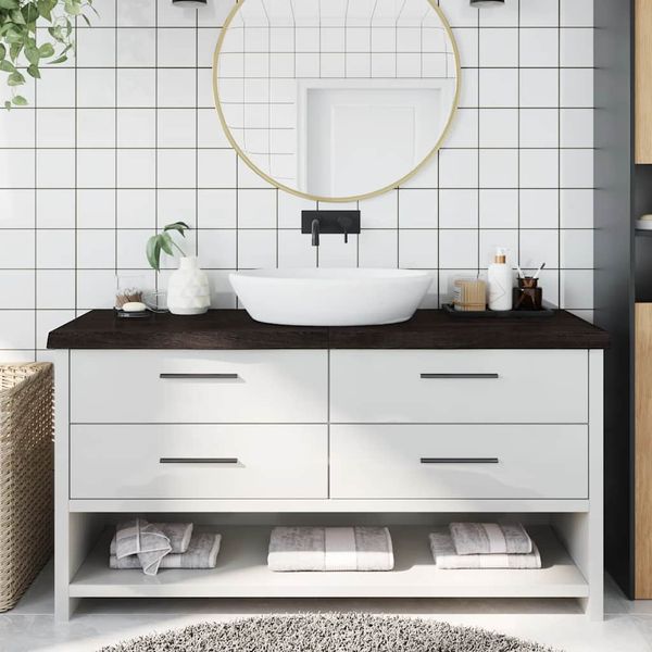 vidaXL Kúpeľňová doska tmavohnedá 160x60x(2-6) cm ošetrený masív