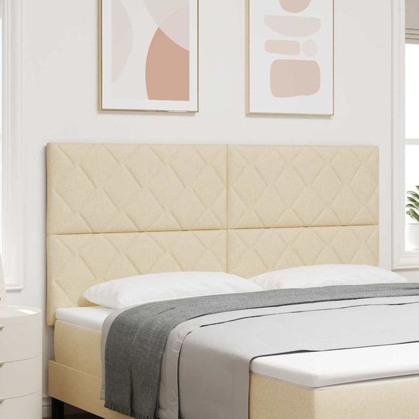 vidaXL LED hlavová doska Krémová 180 cm látka