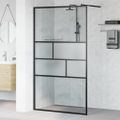 vidaXL Stena walk-in sprchy Čierna 115 x 195 x 0,5 cm Sklo a hliník