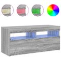 vidaXL TV skrinka s LED svetlami sivý dub sonoma 90x35x40 cm