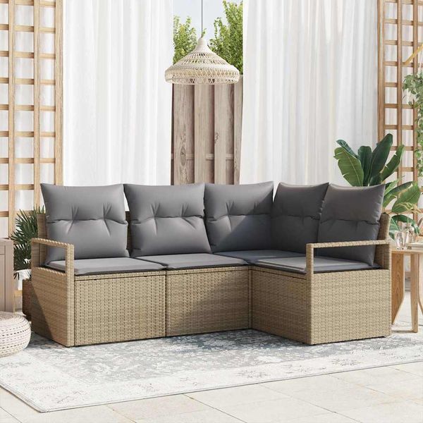 vidaXL Sada pohoviek 4 pcs Béžová polyratan