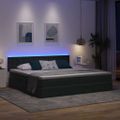 vidaXL LED úložná posteľ s matracom Tmavosivá 200 x 200 cm Zamat
