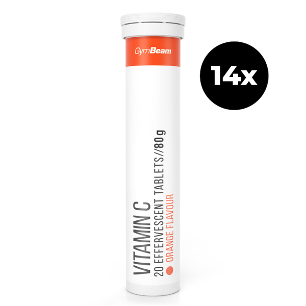 Vitamín C 1000 mg šumivý - GymBeam, pomaranč, 14 x 20 tab