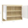 vidaXL Kúpeľňová zrkadlová skrinka 80x15x60 cm MDF biela a dubová