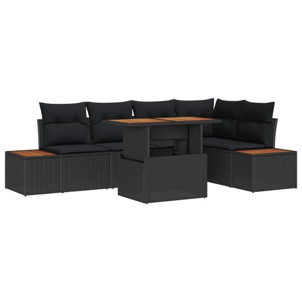 vidaXL Záhradný jedálenský set s vankúšom 6 pcs Čierna a Hnedá