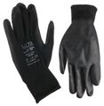 Rukavice pracovné z polyesteru polomáčané v PU GLOVE PE-PU 10, čierne, veľ. 10", 6 párov SIXTOL