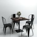 vidaXL Bistro stolík, MDF a oceľ, štvorcový, 80x80x75 cm, tmavý popolový