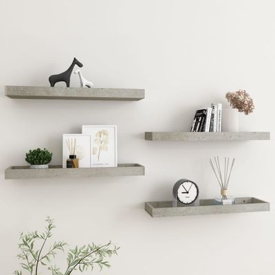 vidaXL Terasové nástenné police 4 ks betónovosivé 60x15x4 cm MDF