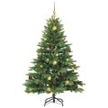 vidaXL Umelý vianočný stromček s 150 LED-i Zelená 150 cm PE a PVC