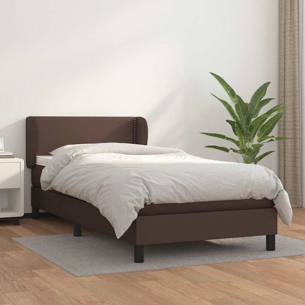vidaXL Boxspring posteľ s matracom hnedá 90x200 cm umelá koža
