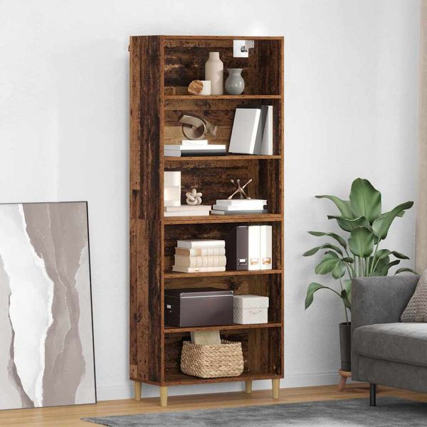 vidaXL Highboard Staré drevo 69,5 x 32,5 x 180 cm Kompozitné drevo