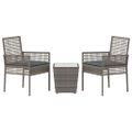 vidaXL Záhradný bistro set 3 ks Sivá polyratan