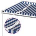 vidaXL Automatická markíza, LED a senzor vetra 4x3 m, modrá/biela