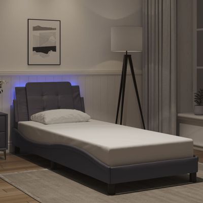 vidaXL Rám postele s LED bez matraca, Zadar, sivý 80x200 cm