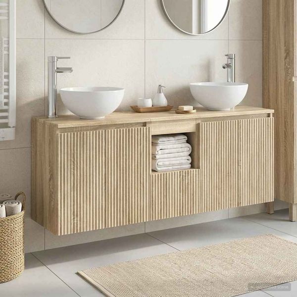 vidaXL Set kabinetov do kúpeľne 3 ks Dub sonoma 49,5 x 35 x 63 cm