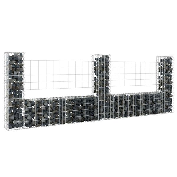 vidaXL Železný gabiónový kôš v tvare U s 3 stĺpmi 260x20x100 cm