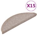 vidaXL Schodové rohože 15 ks 56x17x3 cm svetlohnedé polkruhové