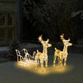 vidaXL Vianočná dekorácia so sobmi a saňami 160 LED 130 cm akryl