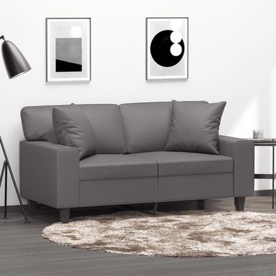 vidaXL 2-miestna pohovka s vankúšmi sivá 120 cm umelá koža