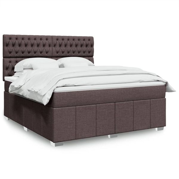 vidaXL Boxspring posteľ s matracom tmavohnedá 180x200 cm látka