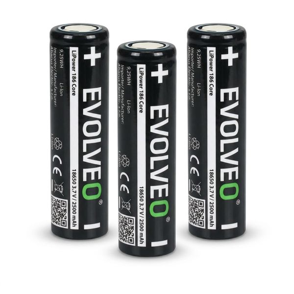 EVOLVEO LiPower 186 Core 2500, Li-ion batéria 18650 (3.7 V / 2500 mAh), 3ks