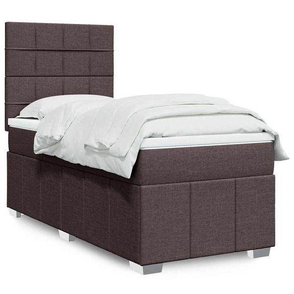 vidaXL Posteľný rám boxsping s matracom hnedý 90x200 cm látka