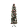 vidaXL Umelý chudý vianočný strom Zelená a biela 180 cm