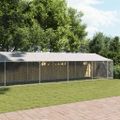 vidaXL Klietka pre psa so strechou a dverami sivá 12x2x2m pozink. oceľ