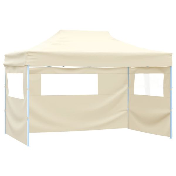 vidaXL Skladací stan s 3 stenami, 3x4,5 m, krémový