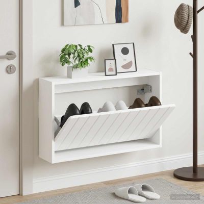 vidaXL Nástenný botník ZWOLLE 71 x 17 x 43 cm Kompozitné drevo Biela