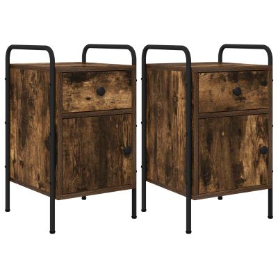 vidaXL Nočný stolík 2 ks Dymový dub 35 x 36,5 x 61 cm Kompozitné drevo