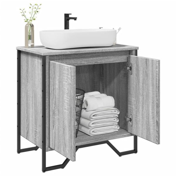 vidaXL Skrinka na umývadlo sivá sonoma 60x35x60 cm kompozitné drevo
