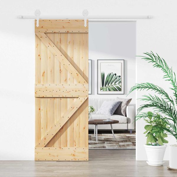 vidaXL Posuvné dvere Prírodná a biela 80 x 210 cm Borovicový masív