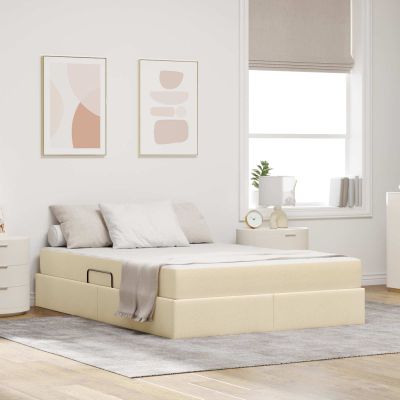 vidaXL Postel s úložným prostorem a matrací Krémová 140 x 200 cm