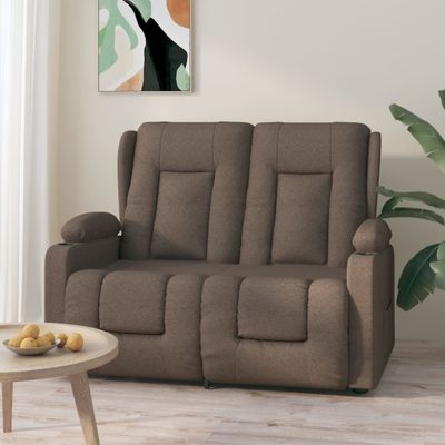vidaXL 2-miestne sklápacie masážne kreslo+držiaky na poháre, sivohnedé