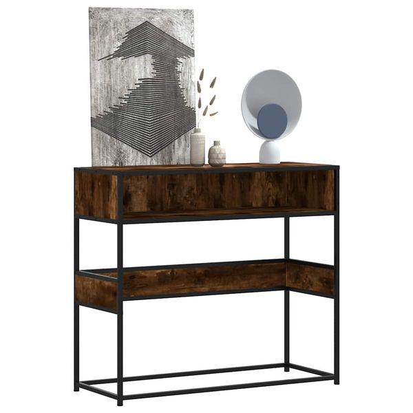 vidaXL Konzolový stolík dymový dub 90x35x80 cm kompozitné drevo