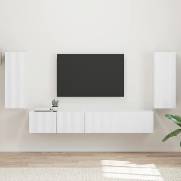 vidaXL Zostava TV skriniek 4 pcs Biela Kompozitné drevo