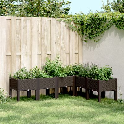 vidaXL Záhradný kvetináč s nohami hnedý 160x120x42 cm PP
